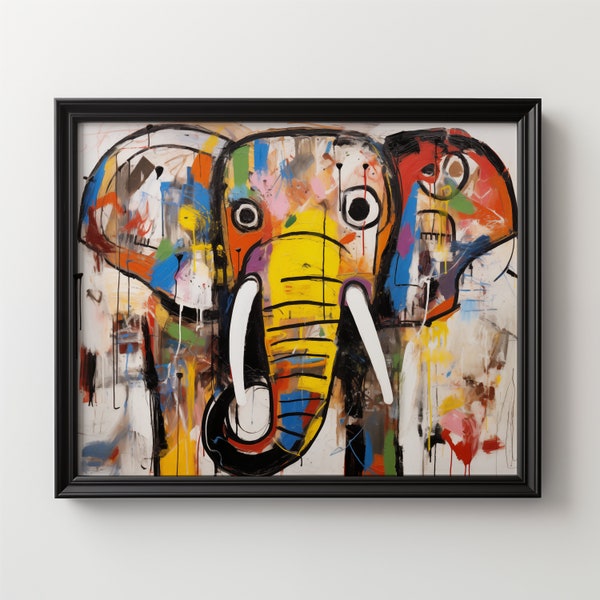 Entertaining Elephant: Whimsical Digital Art Poster - Instant Download for Joyful Wall Decor!