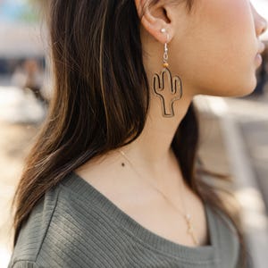 cactus earrings, wood earrings, earrings, western earrings, country earrings, rodeo earrings, women&#39;s earrings, boho earrings, cactus