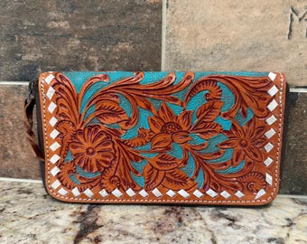 Leather Wallet, Women’s Wallet, Tooled Leather Wallet, Gift for Her, Cowgirl Wallet, Genuine Leather Wallet, Western Wallet, Rodeo Wallet