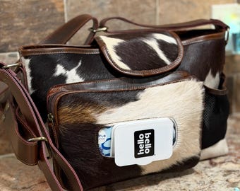 Cowhide Diaper Bag, Western Diaper Bag, Cowgirl Diaper Bag, Diaper Bag, Cowhide Shower Gift, Baby Shower Gift, Gift for Her