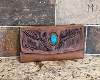 Leather Wallet, Women’s Wallet, Tooled Leather Wallet, Gift for Her, Cowgirl Wallet, Genuine Leather Wallet, Western Wallet, Rodeo Wallet