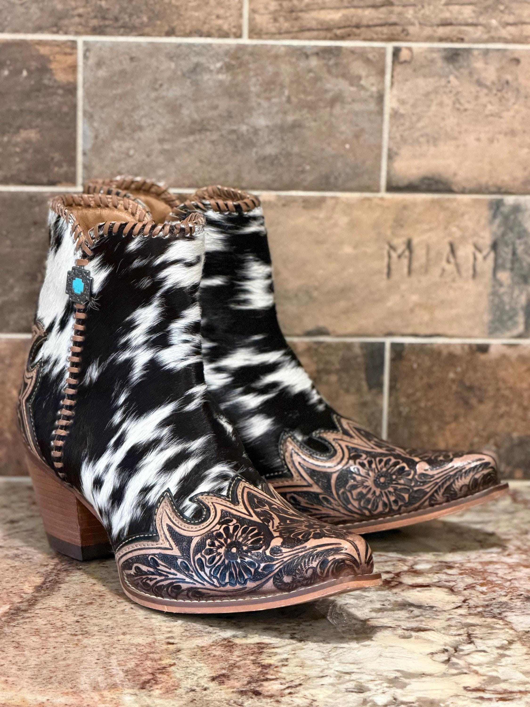 Cowhide Boots, Western Boots, Tooled Leather Boots, Cowgirl Boots,…