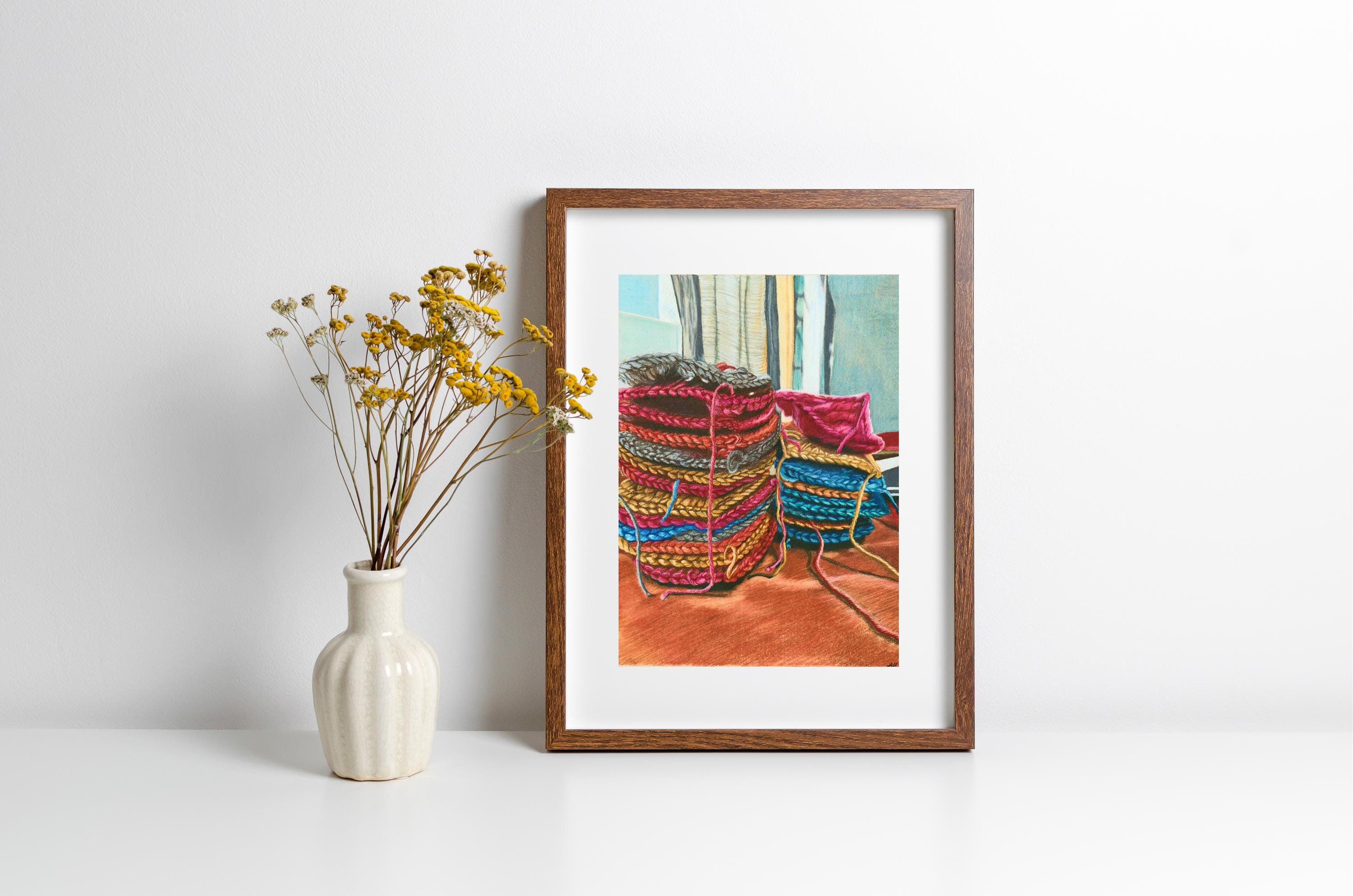 Threads Art print of original coloured pencil drawing