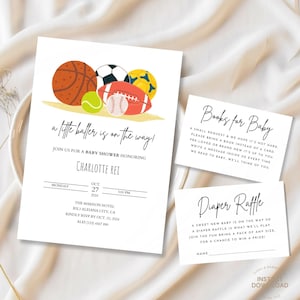 Sports Baby Shower Invite | Sports Baby Shower Invitation | It's a boy sports baby shower invite | A little rookie is on the way baby shower