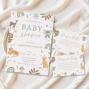 Editable Safari Baby Shower Invitation Template Oh Baby Jungle Invite Gender Neutral Safari Animals Party Invite Instant Download