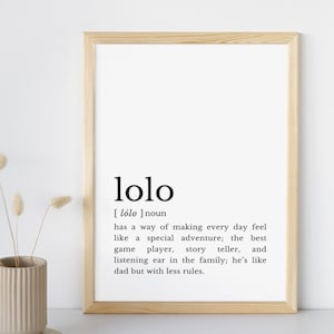Lolo Printable Wall Art | Filipino Father&#39;s Day Downloadable Art | Printable Simple Home Decor Philippines | Lolo Gift | Lolo Definition Art