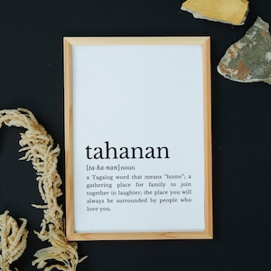 TAHANAN Definition Wall Art, Printable Filipino Home Decor, Philippines Home Decor