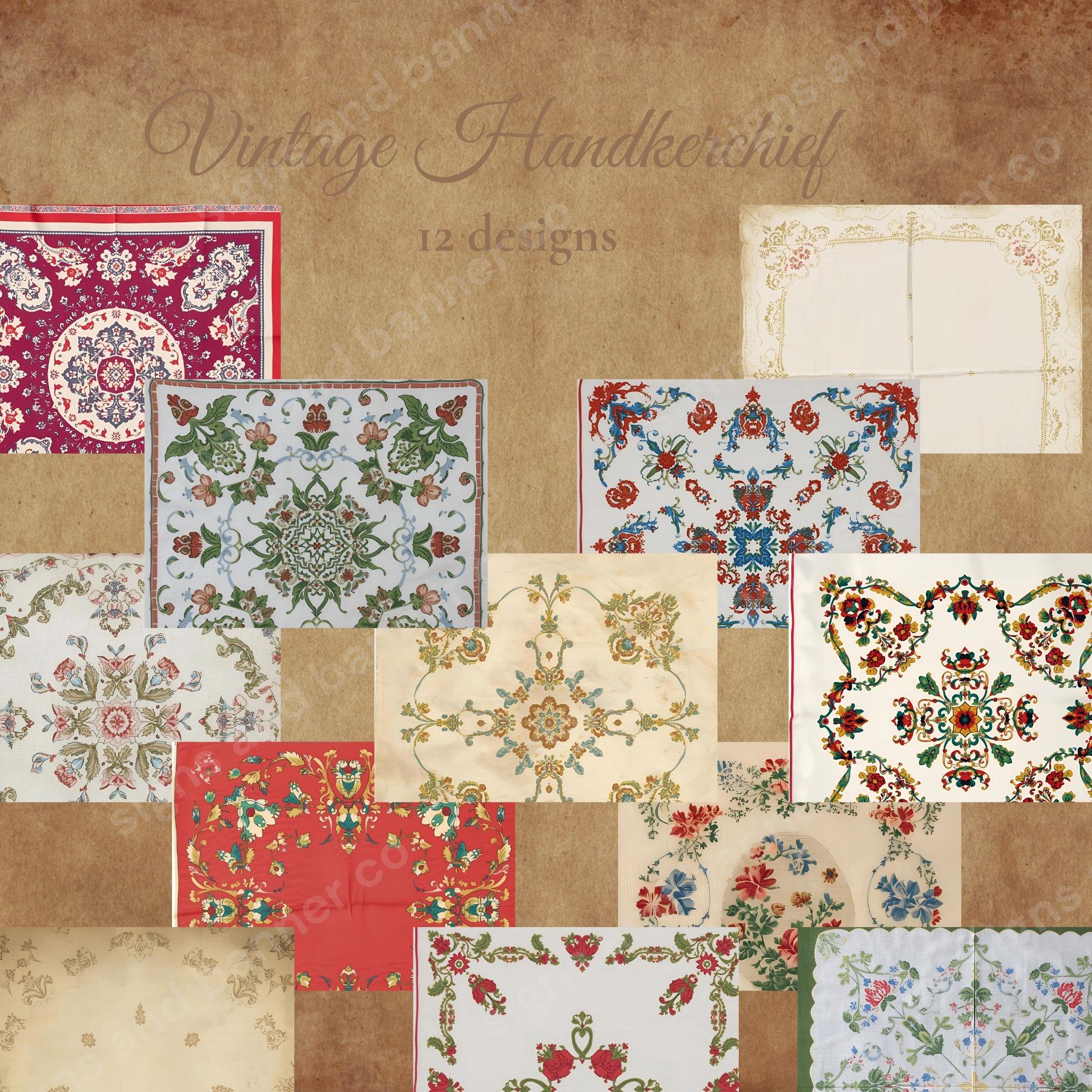 Printable Vintage Handkerchief Papers – 12 Digital Floral Pages for ...