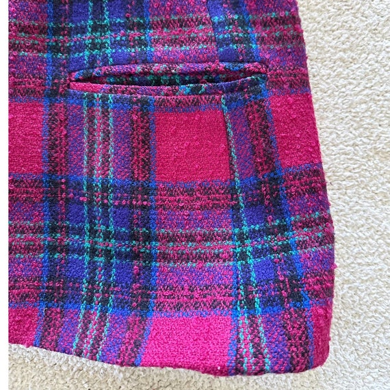 Vintage TALBOTS Womens Fuchsia Tartan Plaid Tweed… - image 5