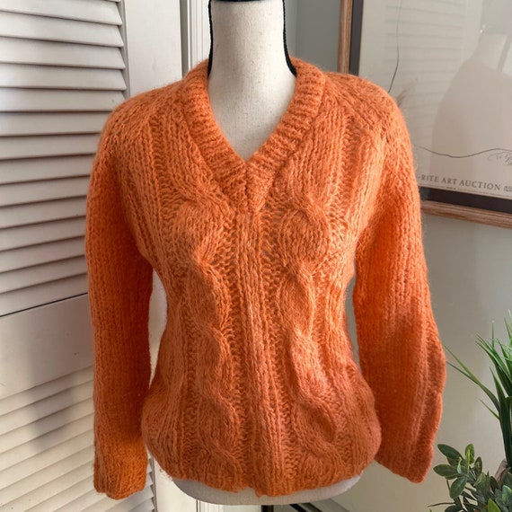 Vintage CONTINENTAL CREATIONS Orange Hand Knit Mo… - image 2