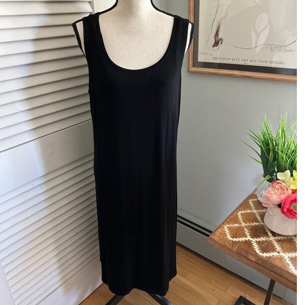 Vintage RONNI NICOLE By OUIDA Womens Black Sleeveless Slinky Knit Tank Dress 16W