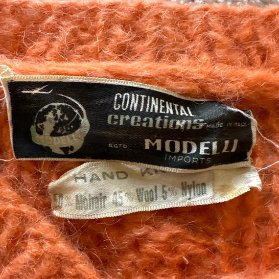 Vintage CONTINENTAL CREATIONS Orange Hand Knit Mo… - image 6