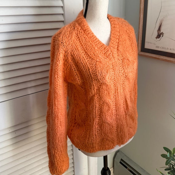 Vintage CONTINENTAL CREATIONS Orange Hand Knit Mo… - image 4