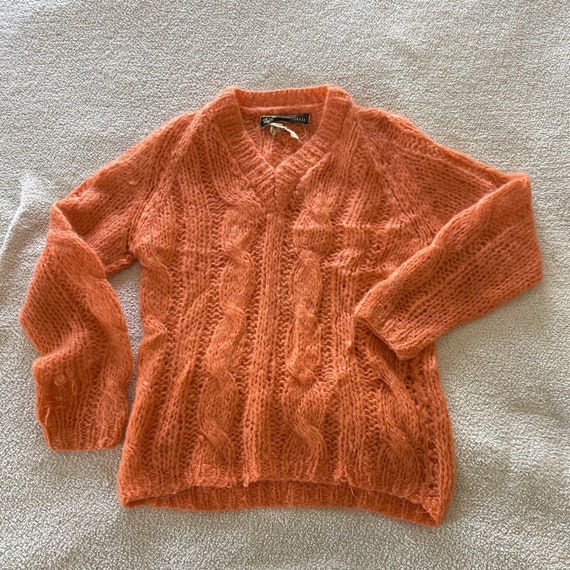 Vintage CONTINENTAL CREATIONS Orange Hand Knit Mo… - image 3