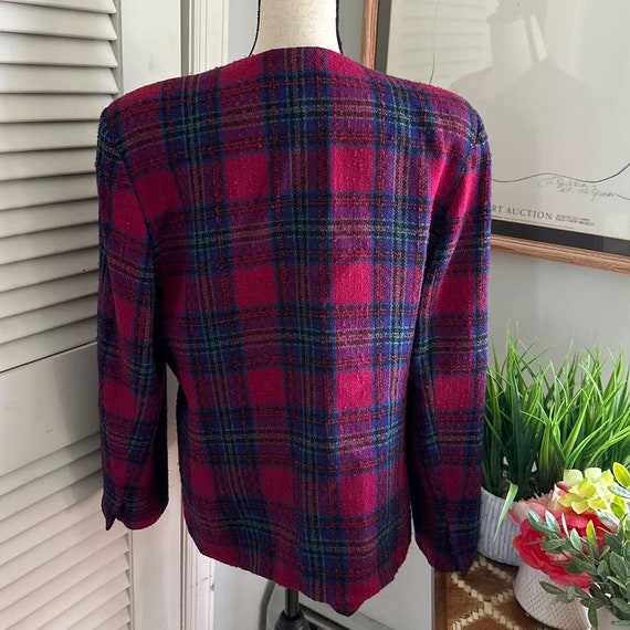 Vintage TALBOTS Womens Fuchsia Tartan Plaid Tweed… - image 4