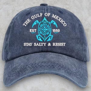 Gulf of Mexico Stay Salty Resistance Embroidered Hat, Anti Trump Hat, Subtle Political Hat, Resist Cap, Not My President, Gift For Democrat