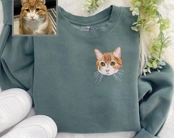 Personalized Embroidered Dog Sweatshirt, Portrait from Photo, Embroidered Pet Face & Name Sweatshirts, Special Birthday, Gift for Dog Mom