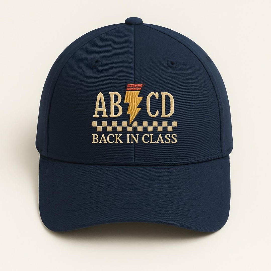 AB/CD Back in Class Hat – Funny Back to School Embroidered Cap, Washed ...