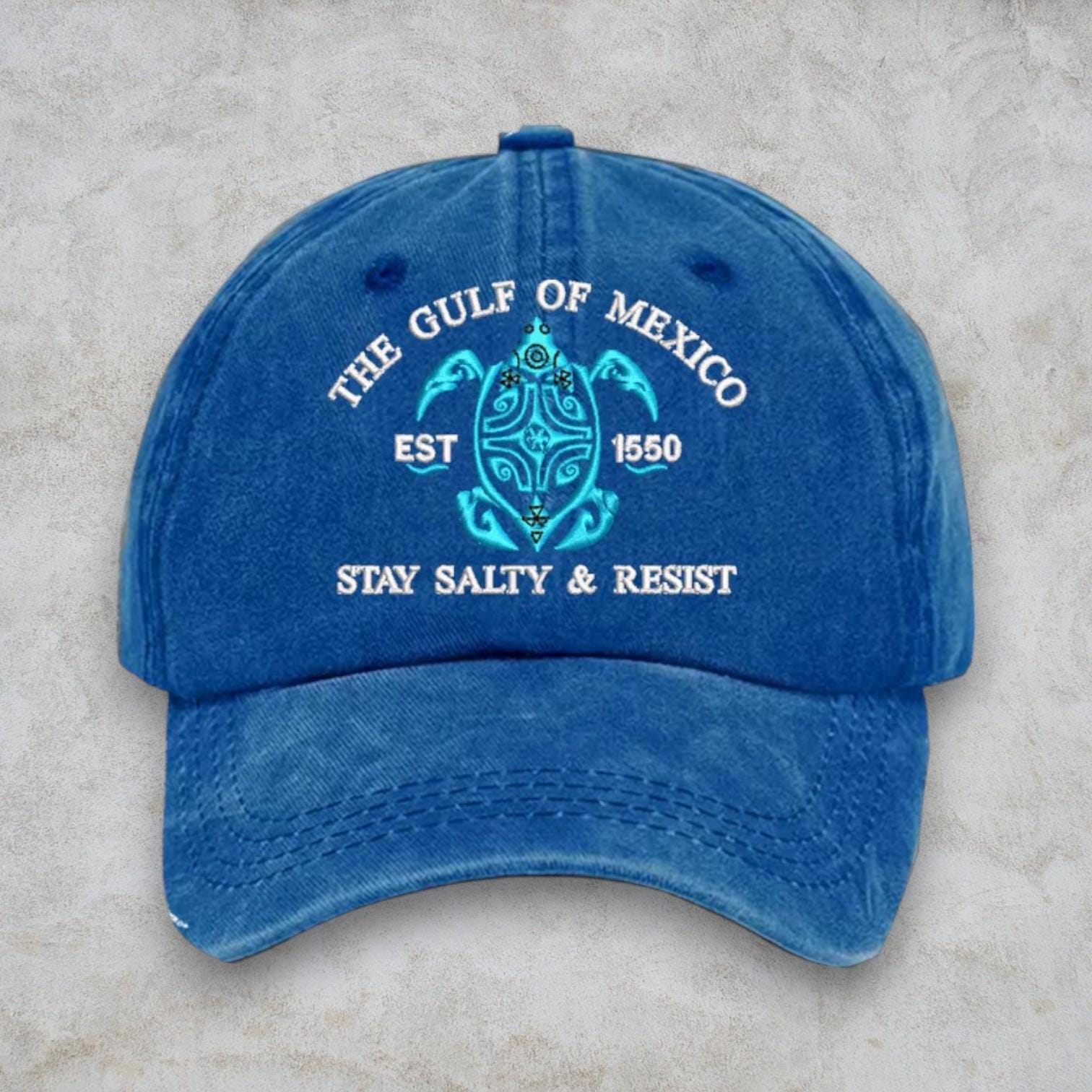 Gulf of Mexico Stay Salty Resistance Embroidered Hat, Anti Trump Hat, Subtle Political Hat, Resist Cap, Not My President, Gift For Democrat