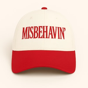 Misbehavin&#39; Trucker Hat, Funny Retro Baseball Cap, Cute TV Quote Hat, Vintage Mesh Hat, Humor Gift for Her, Distressed Snapback Hat