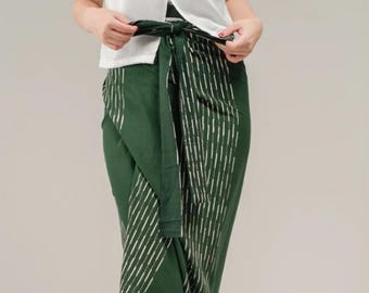 Handmade Batik Wrap Skirt - Long Tie Sarong - Traditional Ethnic Boho Maxi Skirt