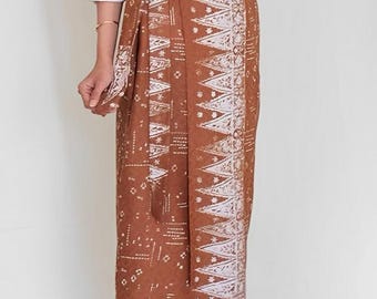 Handmade Batik Cotton Wrap Skirt: Indonesian Ethnic Maxi Skirt
