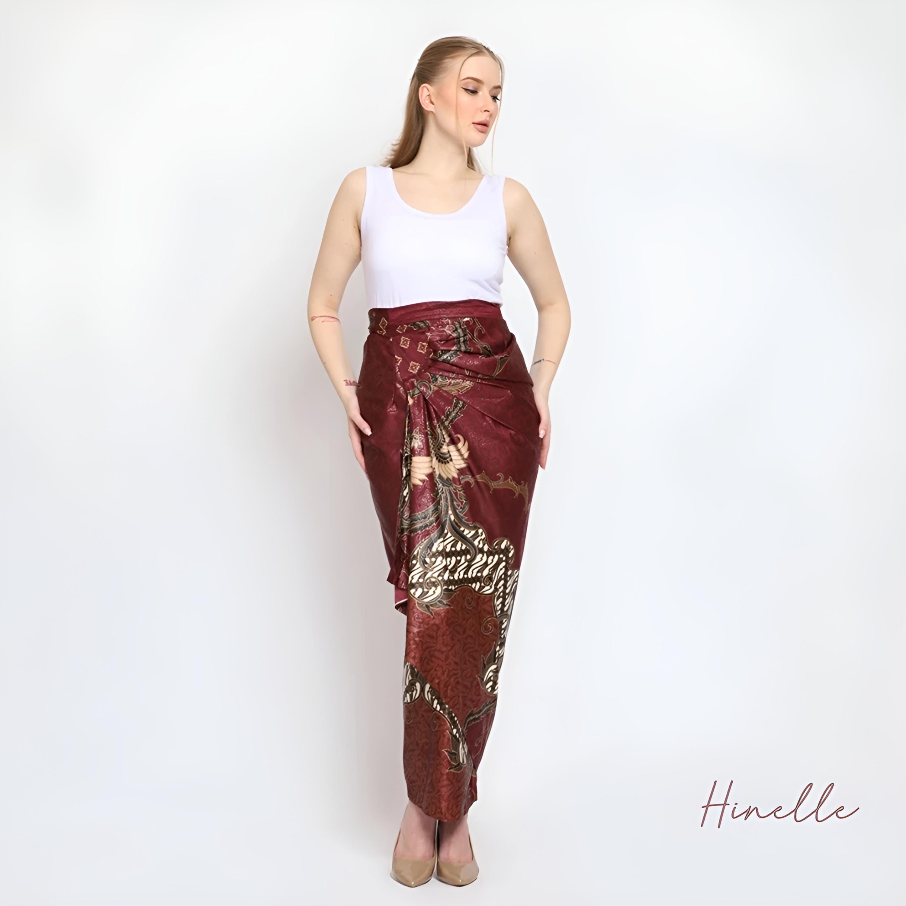 Red - Hand Batik Printed Cotton Wrap Around Skirt 117