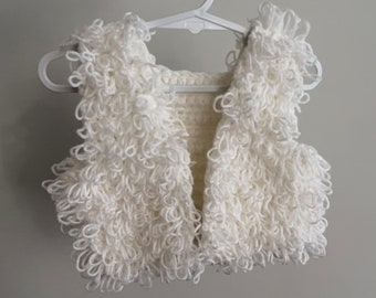 Loop stitch crochet vest 子供用ふわふわベスト