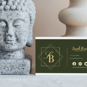 Modello di biglietto da visita, biglietto da visita elegante, business chic, calligrafia, biglietto da visita modificabile, biglietto da visita stampabile, elementi in oro