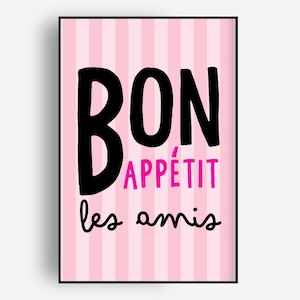 Stampa "Bon Appetit Kitchen", Arte moderna per la cucina, Poster retrò "Bon Appetit", Arte tipografica, Download digitale, Decorazione da parete per la cucina, Arte stampabile