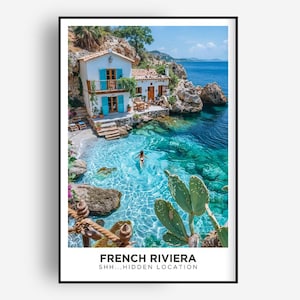 French Riviera Travel Print, Riviera Wall Decor, French Riviera Poster, Mediterranean Travel Prints, Riviera Art Print, French Riviera