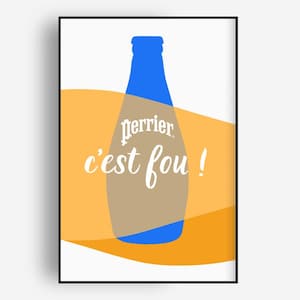 PERRIER C&#39;est Fou Art Print, French Wall Decor, Minimalist Art, French Country Wall Art, French Poster, Printable Wall Art
