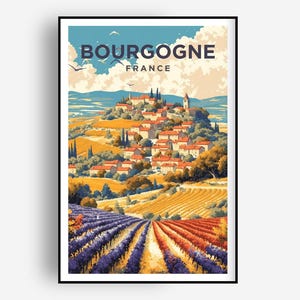Bourgogne French Travel Print, French Country Wall Art, Travel Wall Art, French Poster, French Decor Poster, France Travel Poster