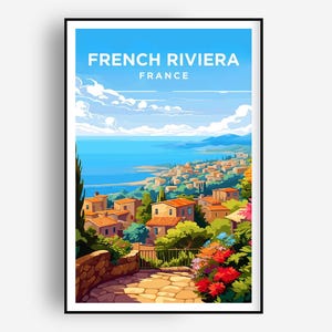 French Riviera Travel Print, Riviera Wall Decor, French Riviera Poster, Mediterranean Travel Prints, Riviera Art Print, French Riviera