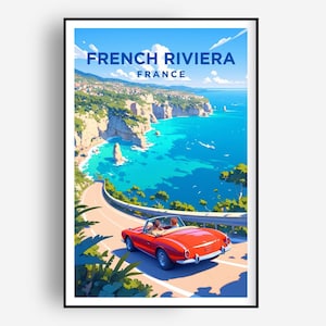 French Riviera Travel Print, Riviera Wall Decor, French Riviera Poster, Mediterranean Travel Prints, Riviera Art Print, French Riviera