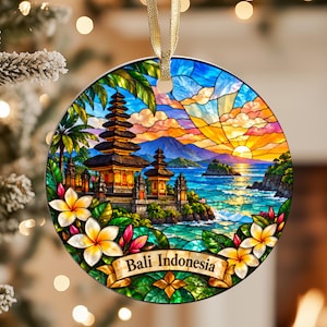Bali Indonesien ornament, tropisk resegåva, ösemesterminnessak, julgransprydnad i keramik eller kristallglas