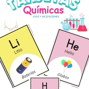 Cartes à découper du tableau périodique en espagnol