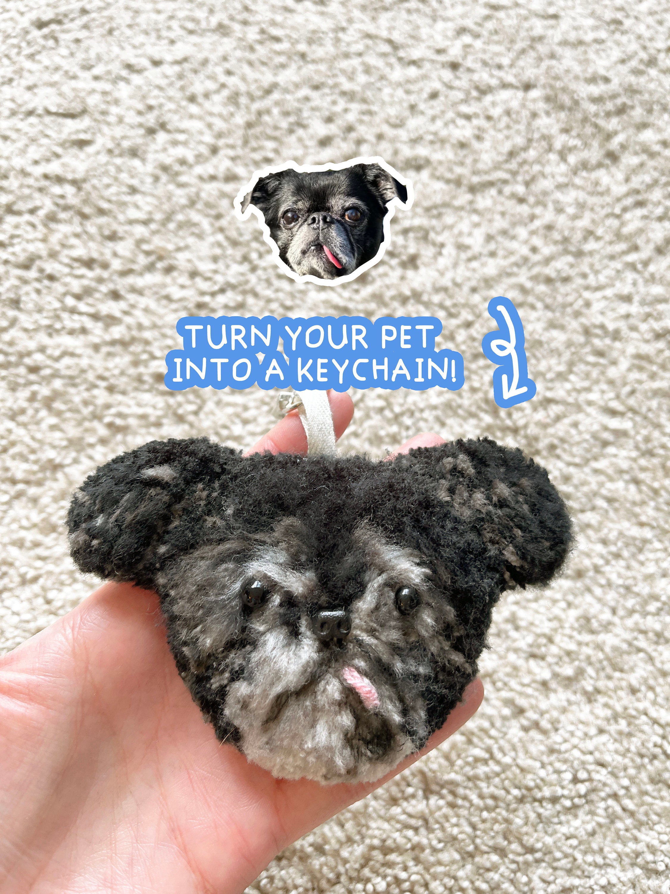 Handmade Personalized Custom Dog Portrait Key Chain, Brooch for Hoodie/Sweaters/Bags, Dog Gifts Illustrated Pet