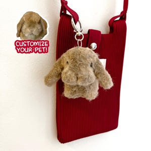 Custom Bunny Keychain, Rabbit Figurine Bag Charm, Personalized Pet Purse Charm, Cute Mini Bunny Gift, Fluffy Pet Keepsake, Memorial Ornament