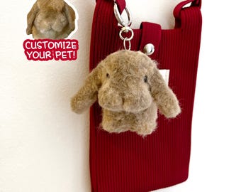 Custom Bunny Keychain, Rabbit Figurine Bag Charm, Personalized Pet Purse Charm, Cute Mini Bunny Gift, Fluffy Pet Keepsake, Memorial Ornament