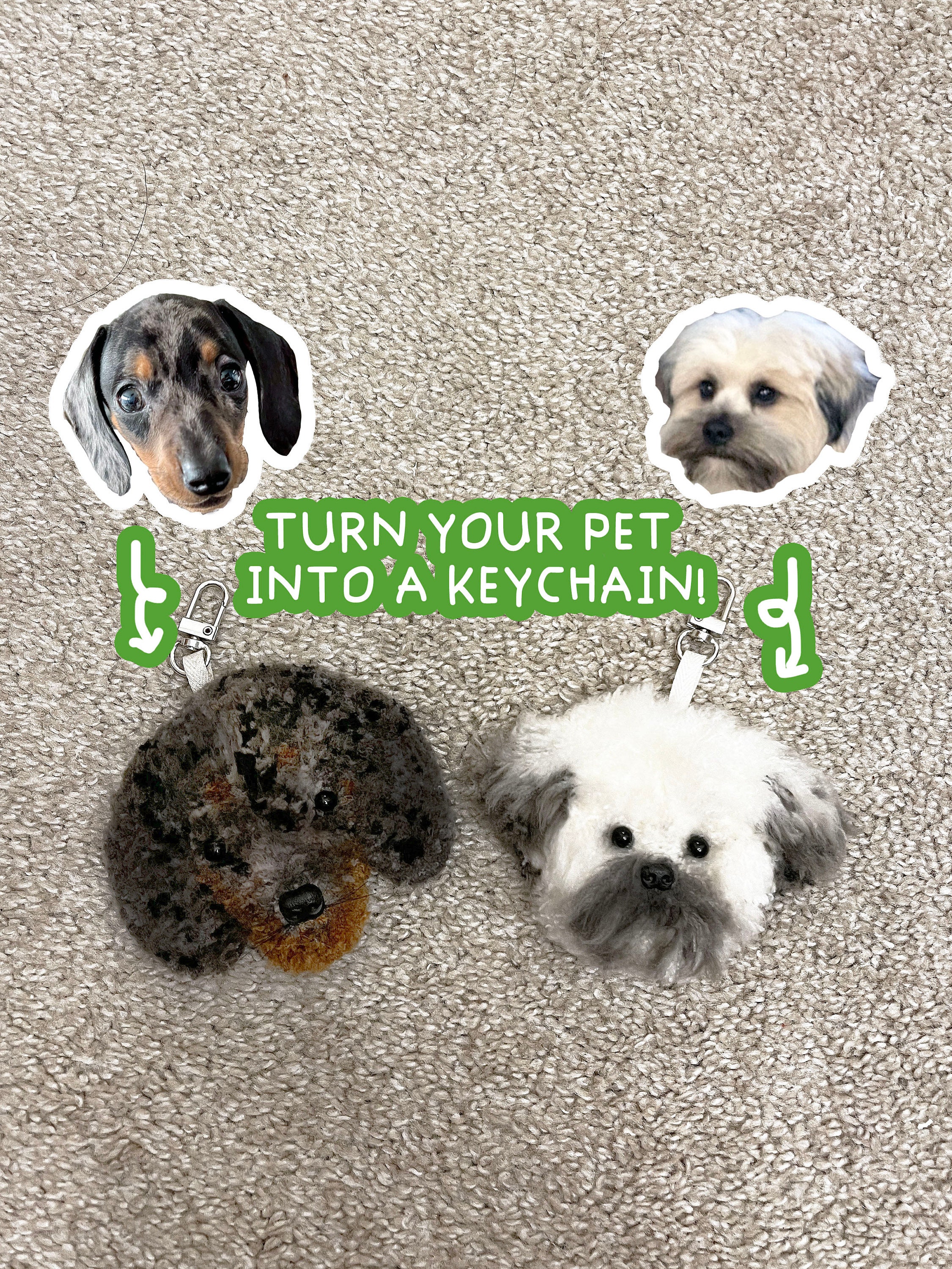 Handmade Personalized Custom Dog Portrait Key Chain, Brooch for Hoodie/Sweaters/Bags, Dog Gifts Illustrated Pet
