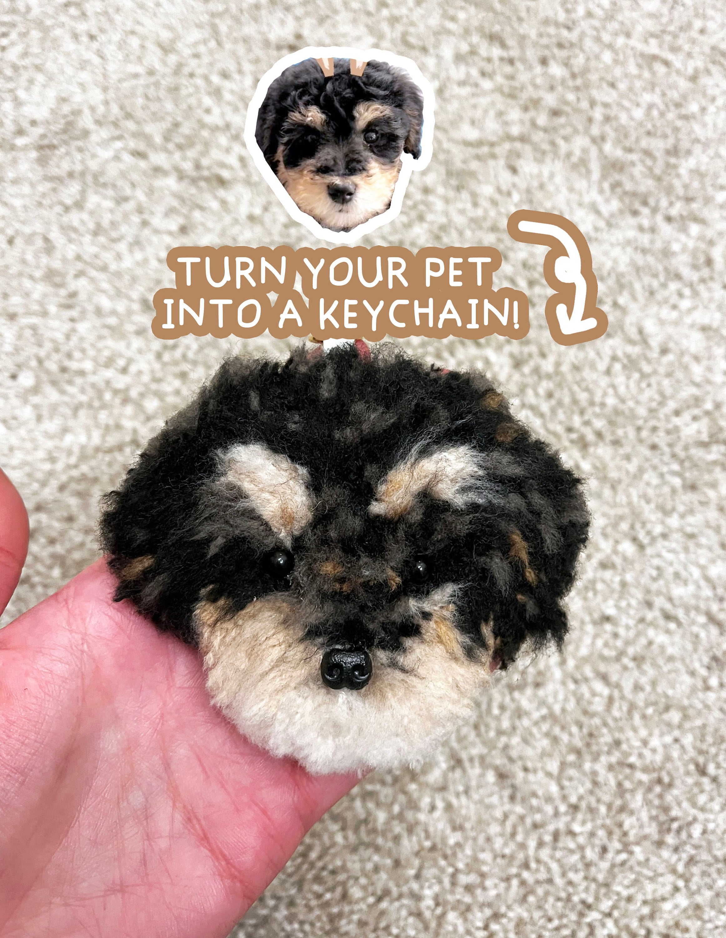 Handmade Personalized Custom Dog Portrait Key Chain, Brooch for Hoodie/Sweaters/Bags, Dog Gifts Illustrated Pet