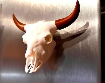 Bison Skull Fridge Magnet (3D Printed PLA Plastic)