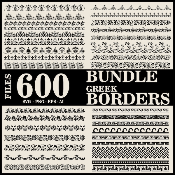 600 Files Amazing Greek Borders Bundle svg, Greek Border SVG, Greek Frame Svg, Decorative Elements Border Svg, Greek Key Frame Svg,