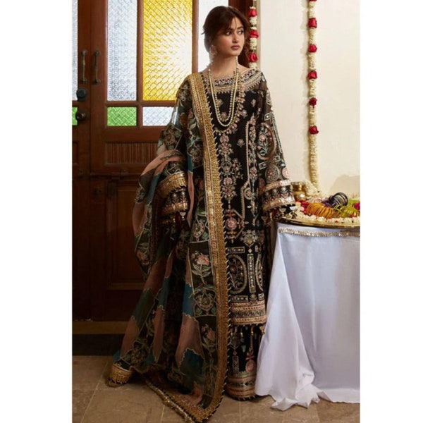 Pakistani Indian Wedding Dresses Organza Embroidered Collection Latest Eid Style Party Wear Cloths Shalwar Kameez Suits Made to Order USA UK