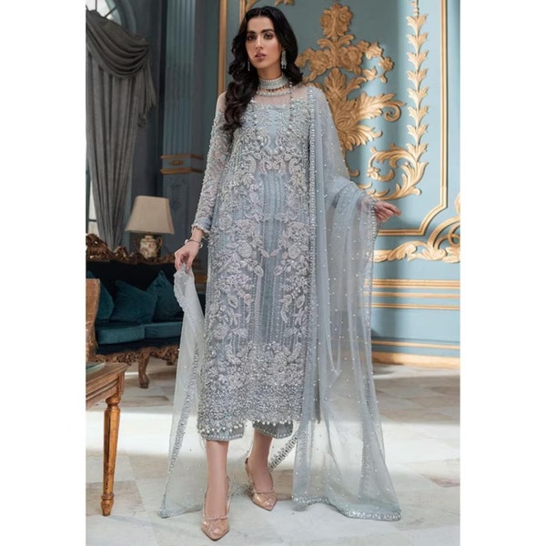 Pakistani Indian Wedding Dresses Organza Embroidered Collection Latest Style Eid Party Wear Cloths Shalwar Kameez Suits Made to Order USA UK