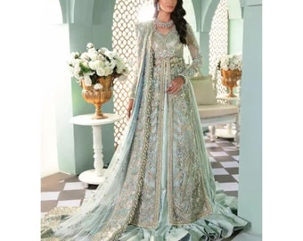 Abiti da sposa indiani pakistani Collezione ricamata in rete Ultimo stile Eid Abiti da festa Abiti Shalwar Kameez Abiti cuciti su misura USA UK