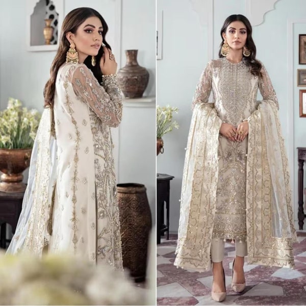 Pakistani Indian Wedding Dresses Organza Embroidered Collection Latest Eid Style Party Wear Cloths Salwar Kameez Suit Custom Stitched USA UK