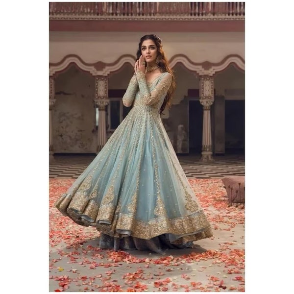 Pakistani Indian Wedding Dresses Net Embroidered Maxi Collection Latest Eid Style Party Wear Cloths Shalwar Kameez Suit Made to Order USA UK