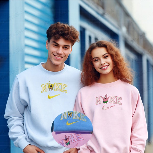 Sweat brodé Bob l'éponge x Patrick, sweat-shirt à capuche assorti BestFriend pull à capuche pour couple pull anniversaire sweat-shirt